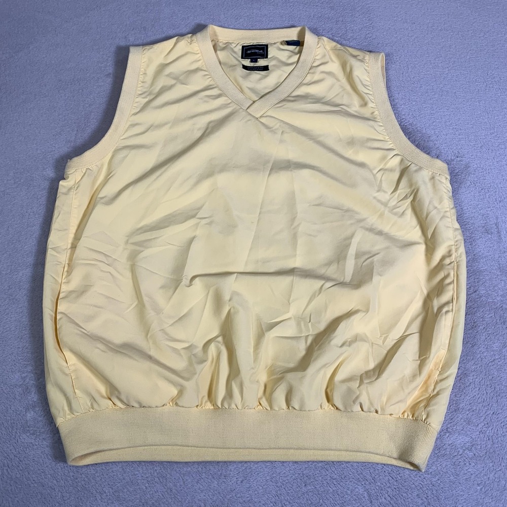 Bolle Vest Mens Large Yellow V-Neck Golf Windbreaker Water Resistant Lined